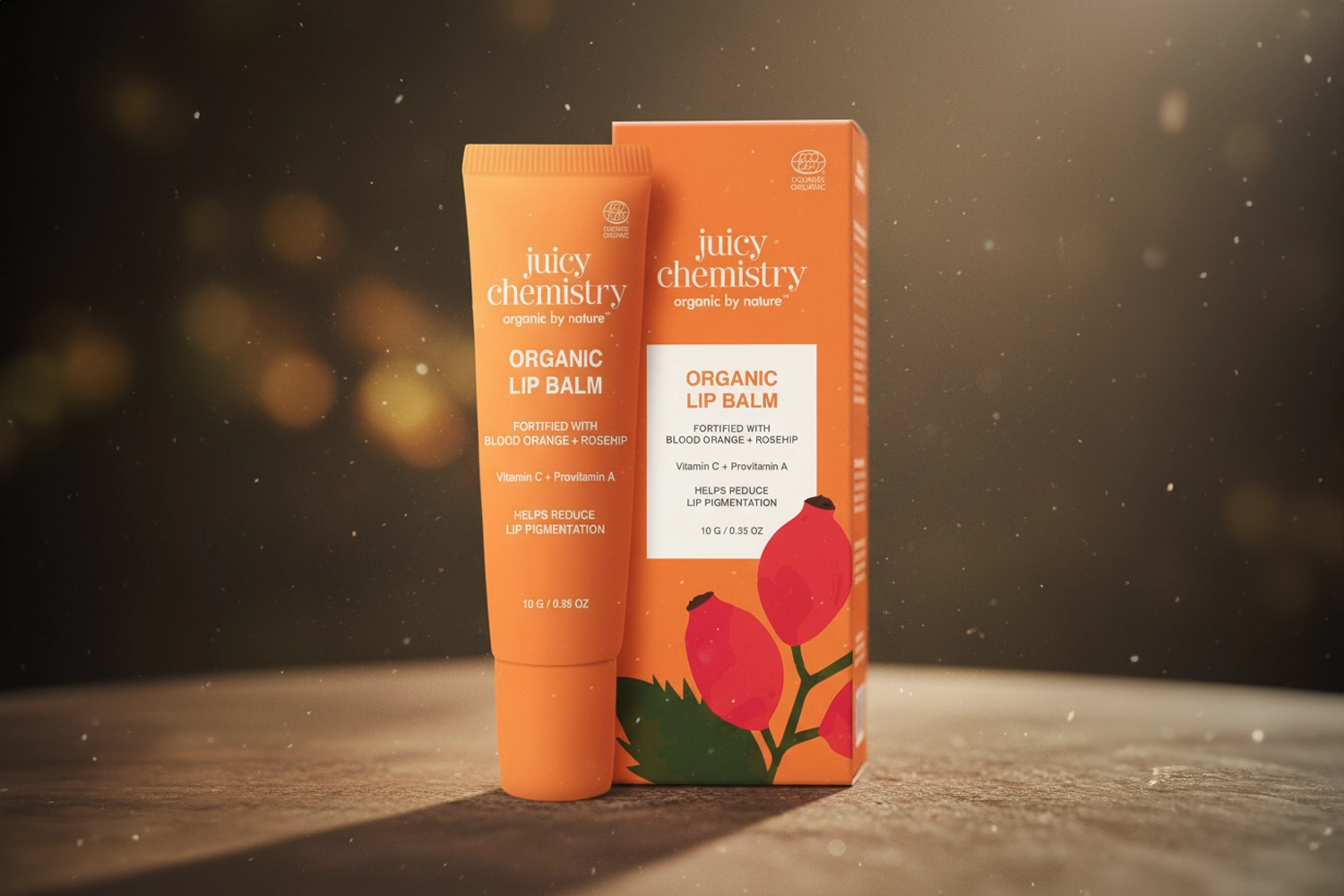 Juicy Chemistry Blood Orange & Rosehip Lip Balm for Dark Lips